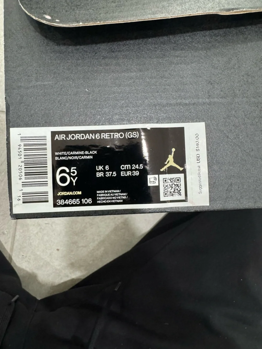 Size 6.5Y/8 Women- Jordan 6 Retro OG Mid Carmine - Picture 6 of 6